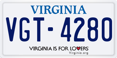 VA license plate VGT4280