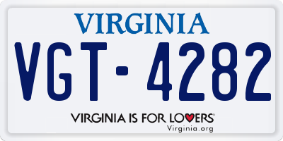 VA license plate VGT4282