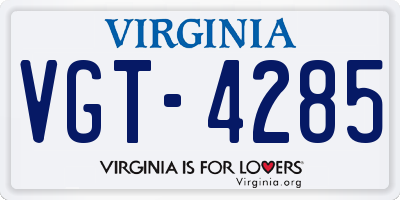 VA license plate VGT4285