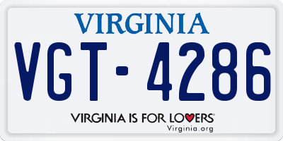 VA license plate VGT4286