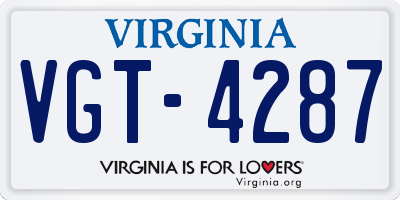 VA license plate VGT4287