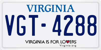 VA license plate VGT4288