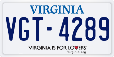 VA license plate VGT4289