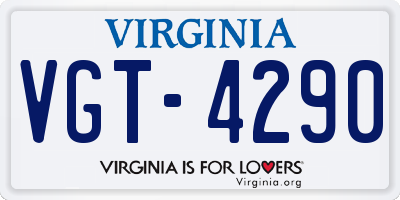VA license plate VGT4290