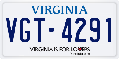 VA license plate VGT4291