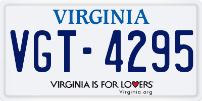 VA license plate VGT4295