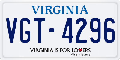 VA license plate VGT4296