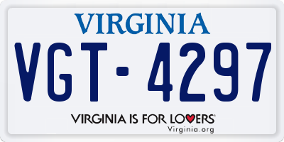 VA license plate VGT4297