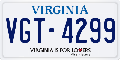 VA license plate VGT4299