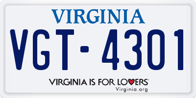 VA license plate VGT4301
