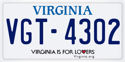 VA license plate VGT4302