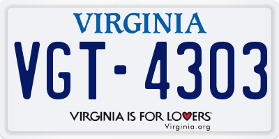 VA license plate VGT4303