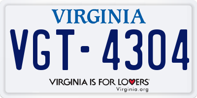 VA license plate VGT4304