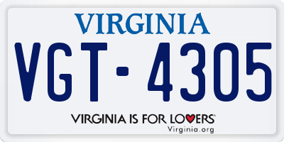 VA license plate VGT4305