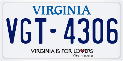 VA license plate VGT4306