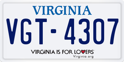 VA license plate VGT4307