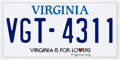 VA license plate VGT4311