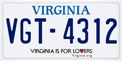 VA license plate VGT4312