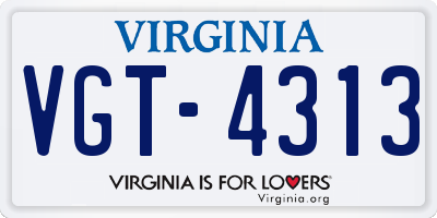 VA license plate VGT4313