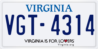 VA license plate VGT4314