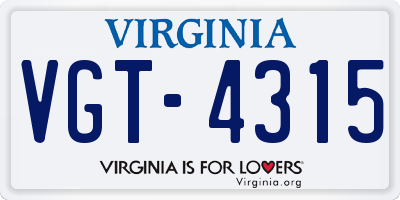 VA license plate VGT4315
