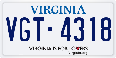 VA license plate VGT4318
