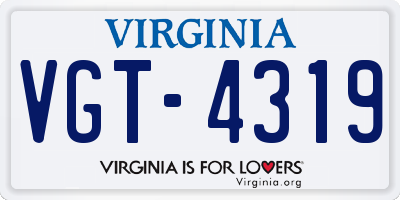 VA license plate VGT4319