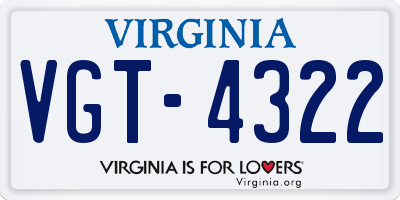 VA license plate VGT4322
