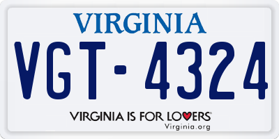 VA license plate VGT4324