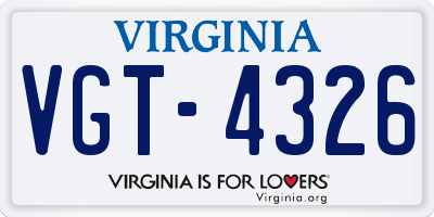 VA license plate VGT4326
