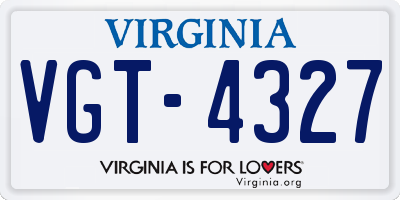 VA license plate VGT4327