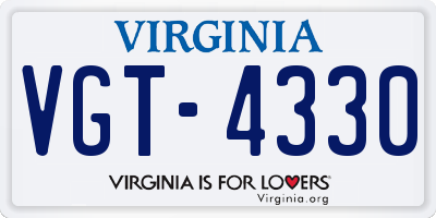 VA license plate VGT4330
