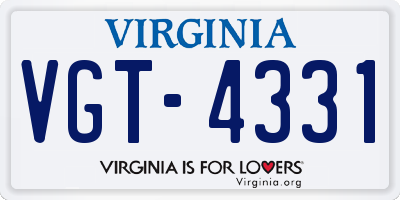 VA license plate VGT4331