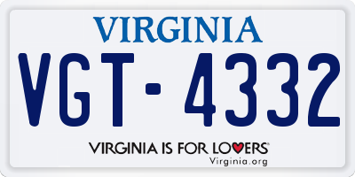 VA license plate VGT4332