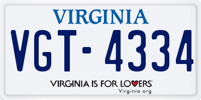 VA license plate VGT4334