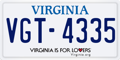 VA license plate VGT4335