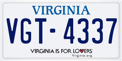 VA license plate VGT4337