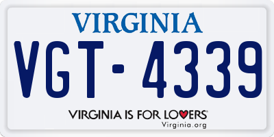 VA license plate VGT4339