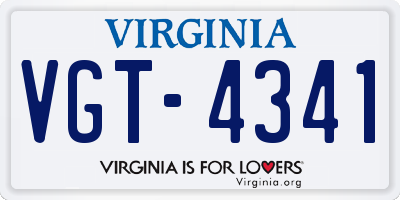 VA license plate VGT4341