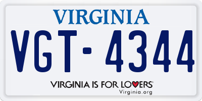 VA license plate VGT4344