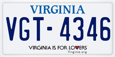 VA license plate VGT4346