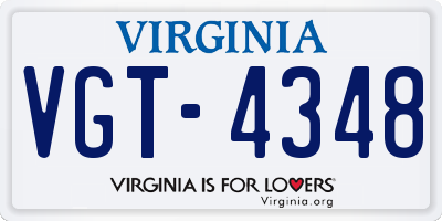 VA license plate VGT4348