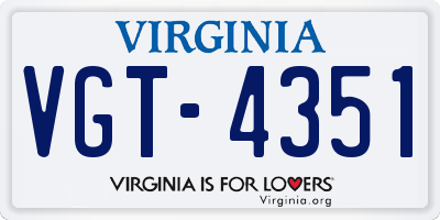 VA license plate VGT4351