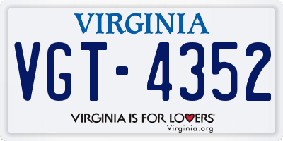 VA license plate VGT4352