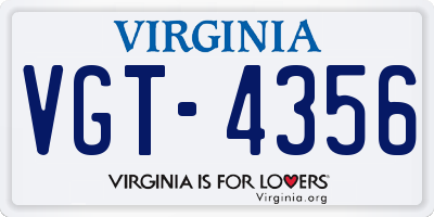 VA license plate VGT4356