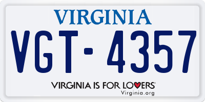 VA license plate VGT4357