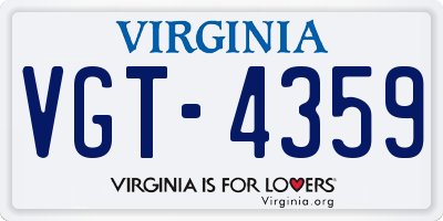 VA license plate VGT4359