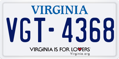 VA license plate VGT4368