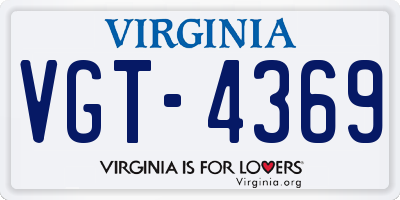 VA license plate VGT4369