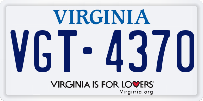 VA license plate VGT4370